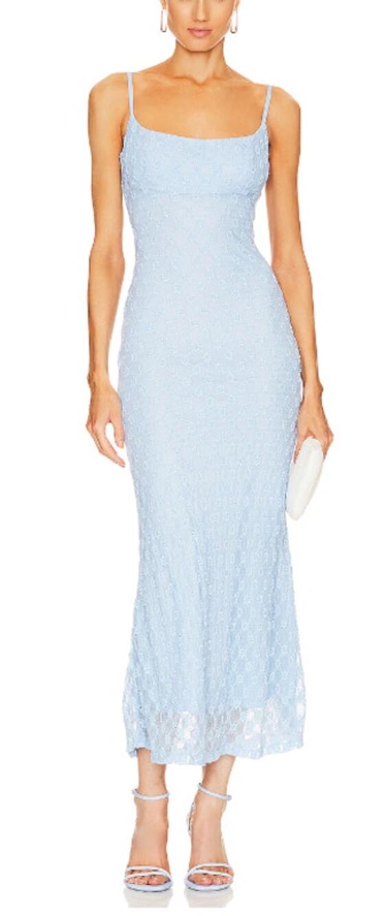 Bardot Adoni Mesh Midi Dress Cornflower Blue M US 6